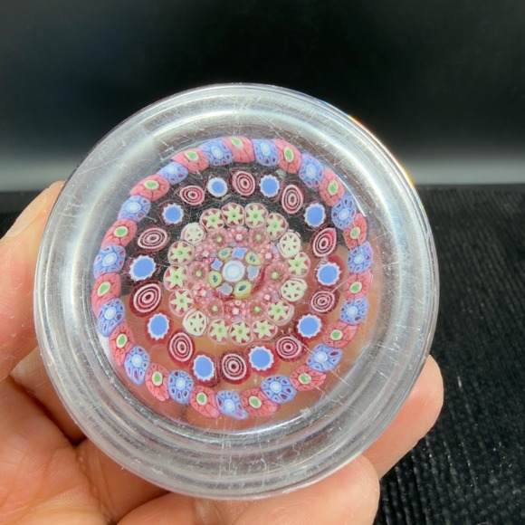 Baccarat Millefiori Art Glass Paperweight Concentric Floral Murrine Pink RARE - Picture 13 of 16